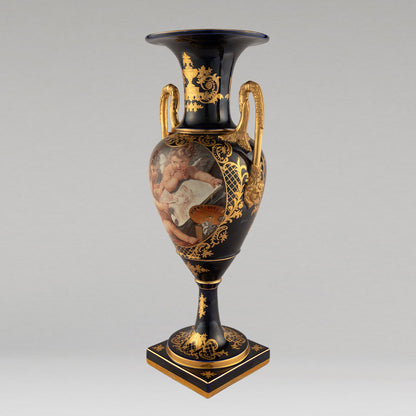Unknown Pottery "Cobalt gilt Angel jar"