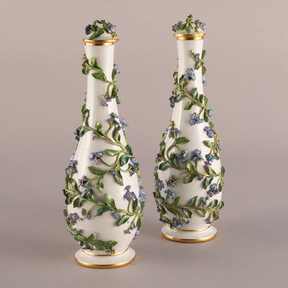 Meissen "Forget-me-not applique decorative pots (pair)"