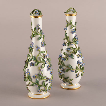 Meissen "Forget-me-not applique decorative pots (pair)"