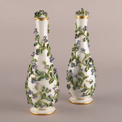 Meissen "Forget-me-not applique decorative pots (pair)"
