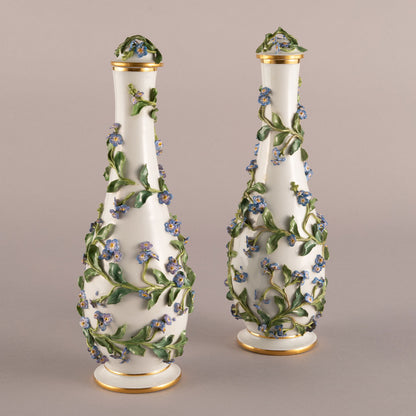 Meissen "Forget-me-not applique decorative pots (pair)"