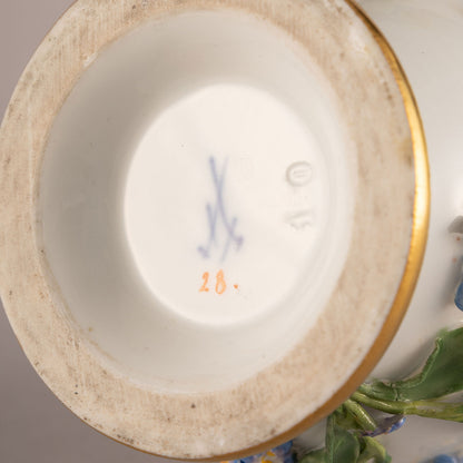 Meissen "Forget-me-not applique decorative pots (pair)"