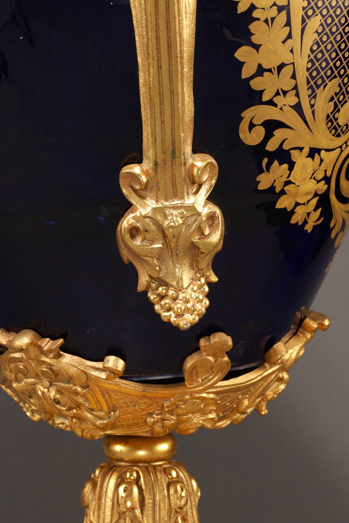Cobalt-Glazed and Gilt Covered Urn with Madonna and Angels design