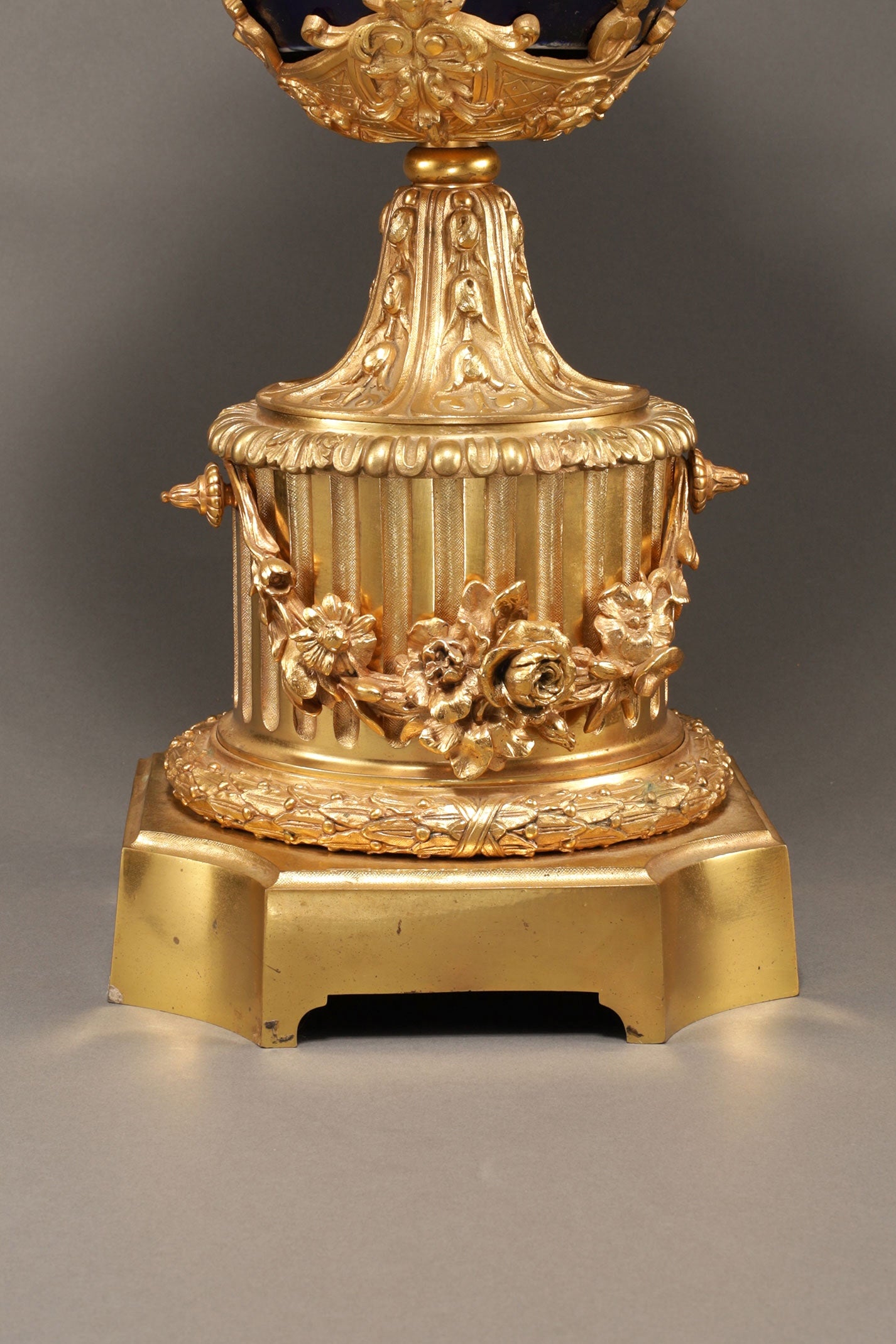 Cobalt-Glazed and Gilt Covered Urn with Madonna and Angels design