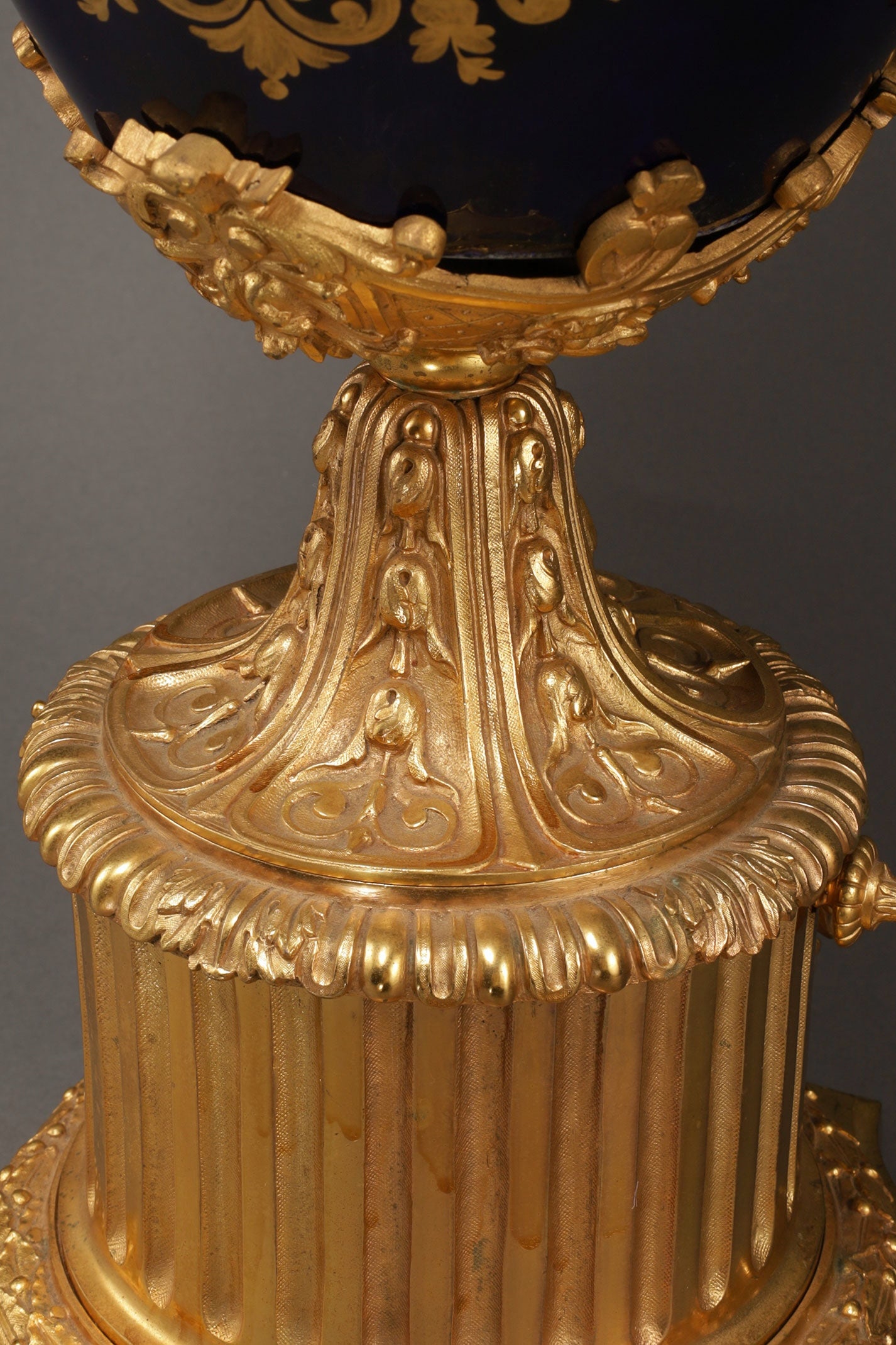 Cobalt-Glazed and Gilt Covered Urn with Madonna and Angels design