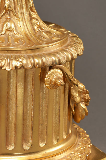 Cobalt-Glazed and Gilt Covered Urn with Madonna and Angels design