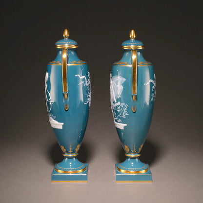 MINTON / Pate-Sur-Pate Vase with Lid (Pair ) [G0404]