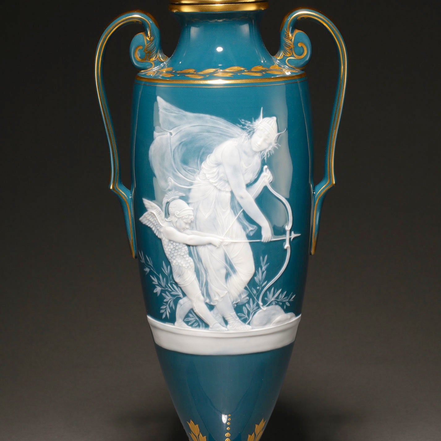 MINTON / Pate-Sur-Pate Vase with Lid (Pair ) [G0404]