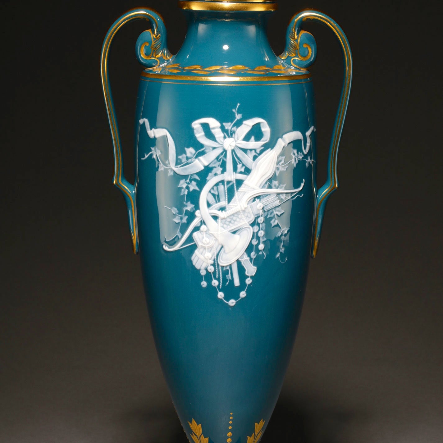 MINTON / Pate-Sur-Pate Vase with Lid (Pair ) [G0404]