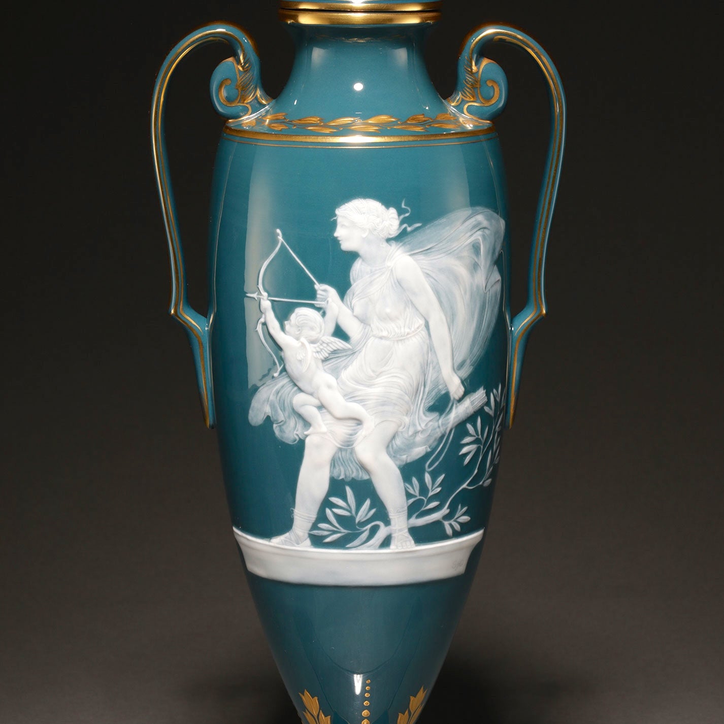 MINTON / Pate-Sur-Pate Vase with Lid (Pair ) [G0404]