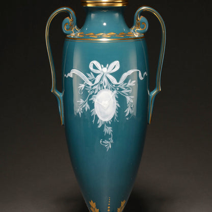 MINTON / Pate-Sur-Pate Vase with Lid (Pair ) [G0404]