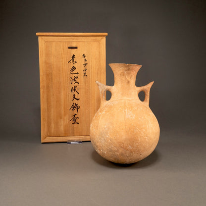 Cyprus Red Clay Jar With Wave Pattern