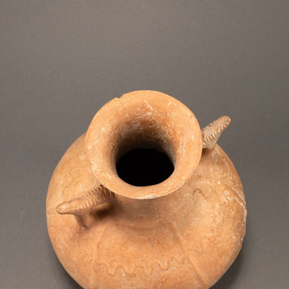 Cyprus Red Clay Jar With Wave Pattern