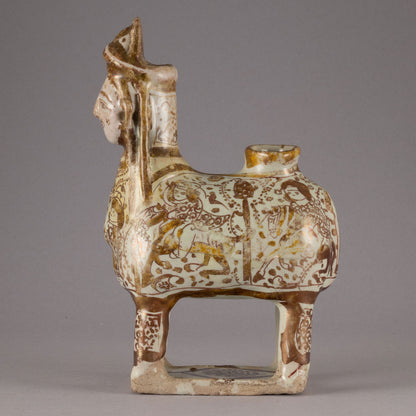 Luster-Painted Beast-Shaped Pitcher with a Human Face