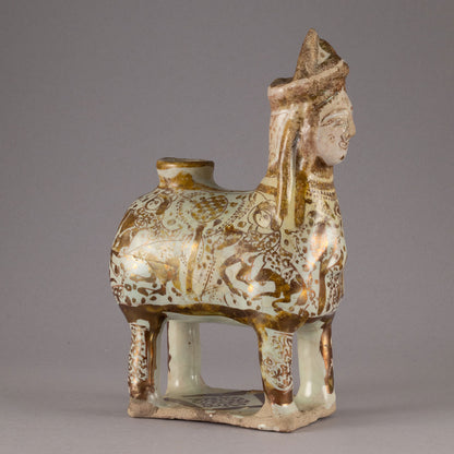 Luster-Painted Beast-Shaped Pitcher with a Human Face