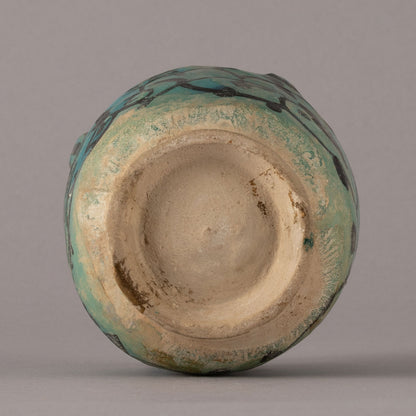 波斯“藍釉黑唐草紋四耳小壺”