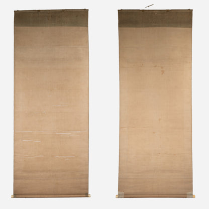 [K0138] Kano Tsunenobu (1636–1713) / One Hundred Cranes and One Hundred Monkeys, a Pair of Hanging Scrolls