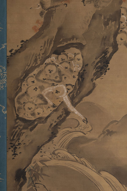 [K0138] Kano Tsunenobu (1636–1713) / One Hundred Cranes and One Hundred Monkeys, a Pair of Hanging Scrolls