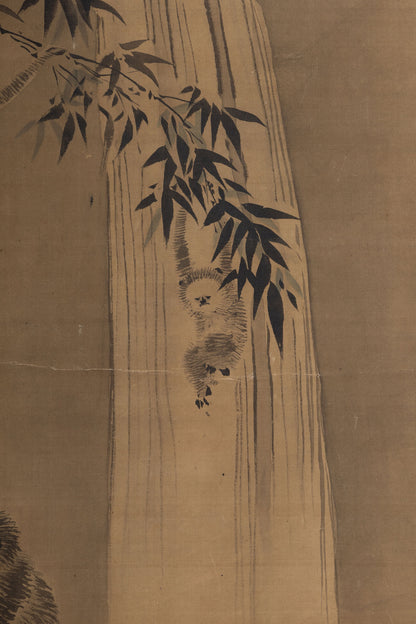 [K0138] Kano Tsunenobu (1636–1713) / One Hundred Cranes and One Hundred Monkeys, a Pair of Hanging Scrolls