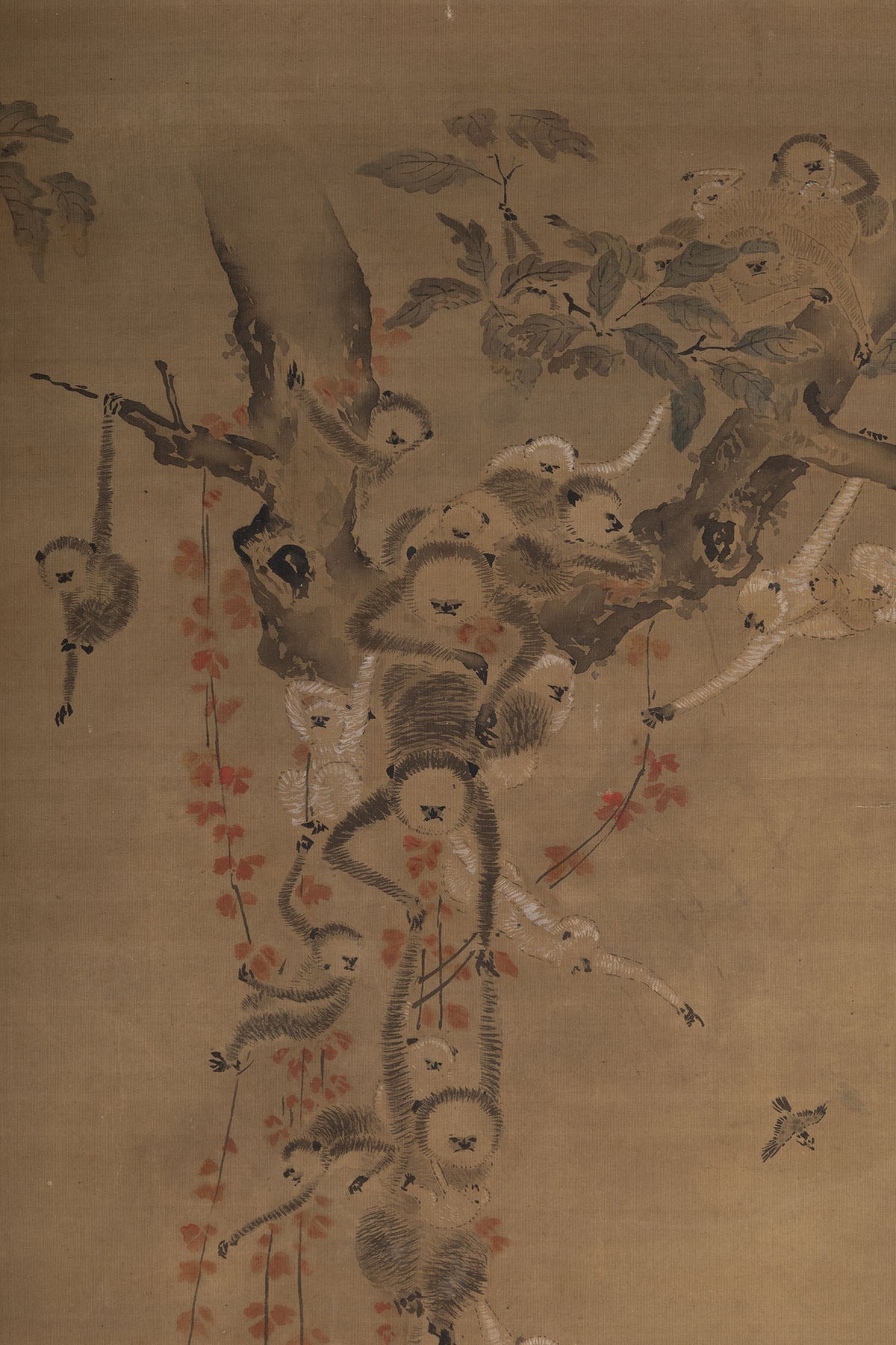 [K0138] Kano Tsunenobu (1636–1713) / One Hundred Cranes and One Hundred Monkeys, a Pair of Hanging Scrolls