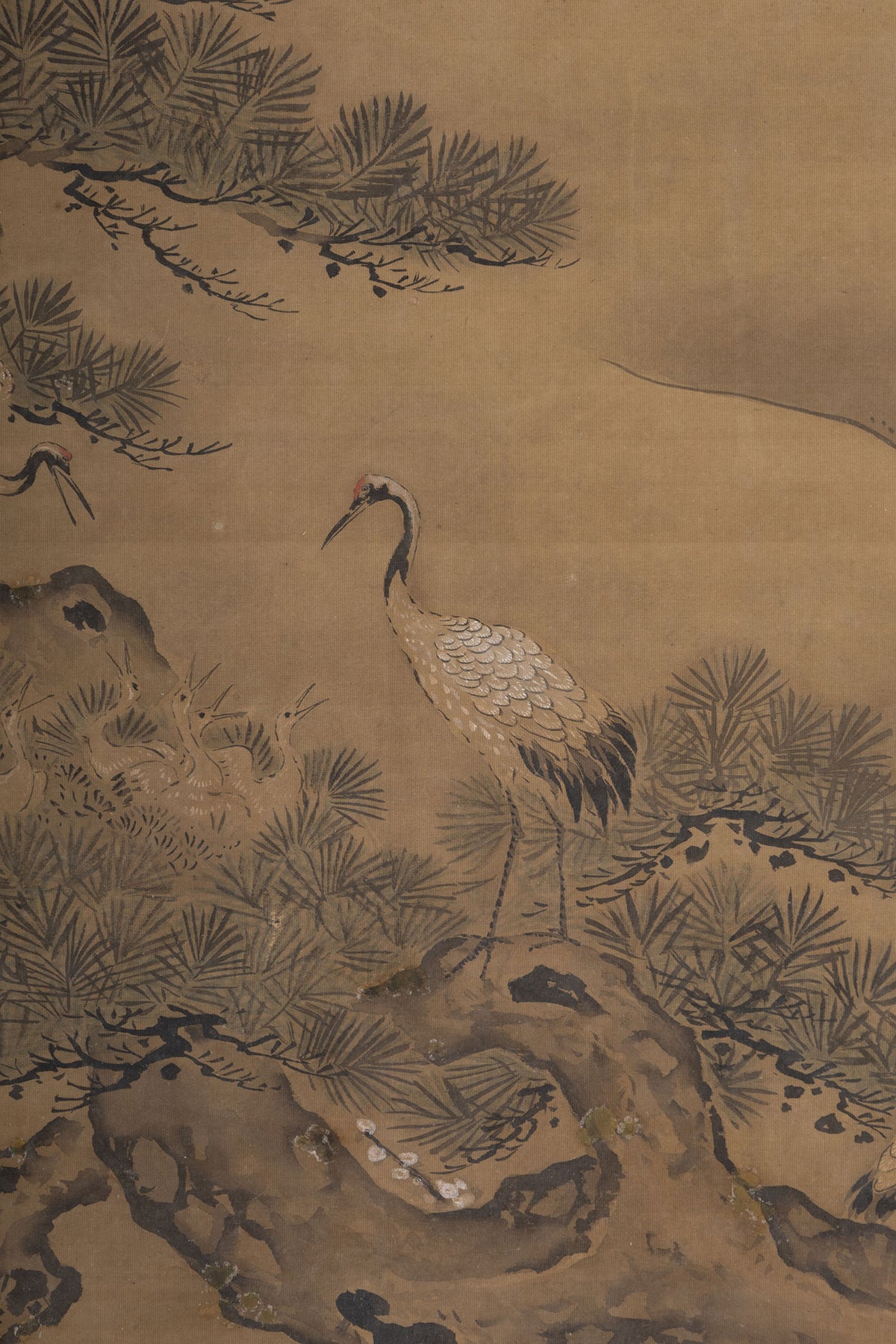 [K0138] Kano Tsunenobu (1636–1713) / One Hundred Cranes and One Hundred Monkeys, a Pair of Hanging Scrolls