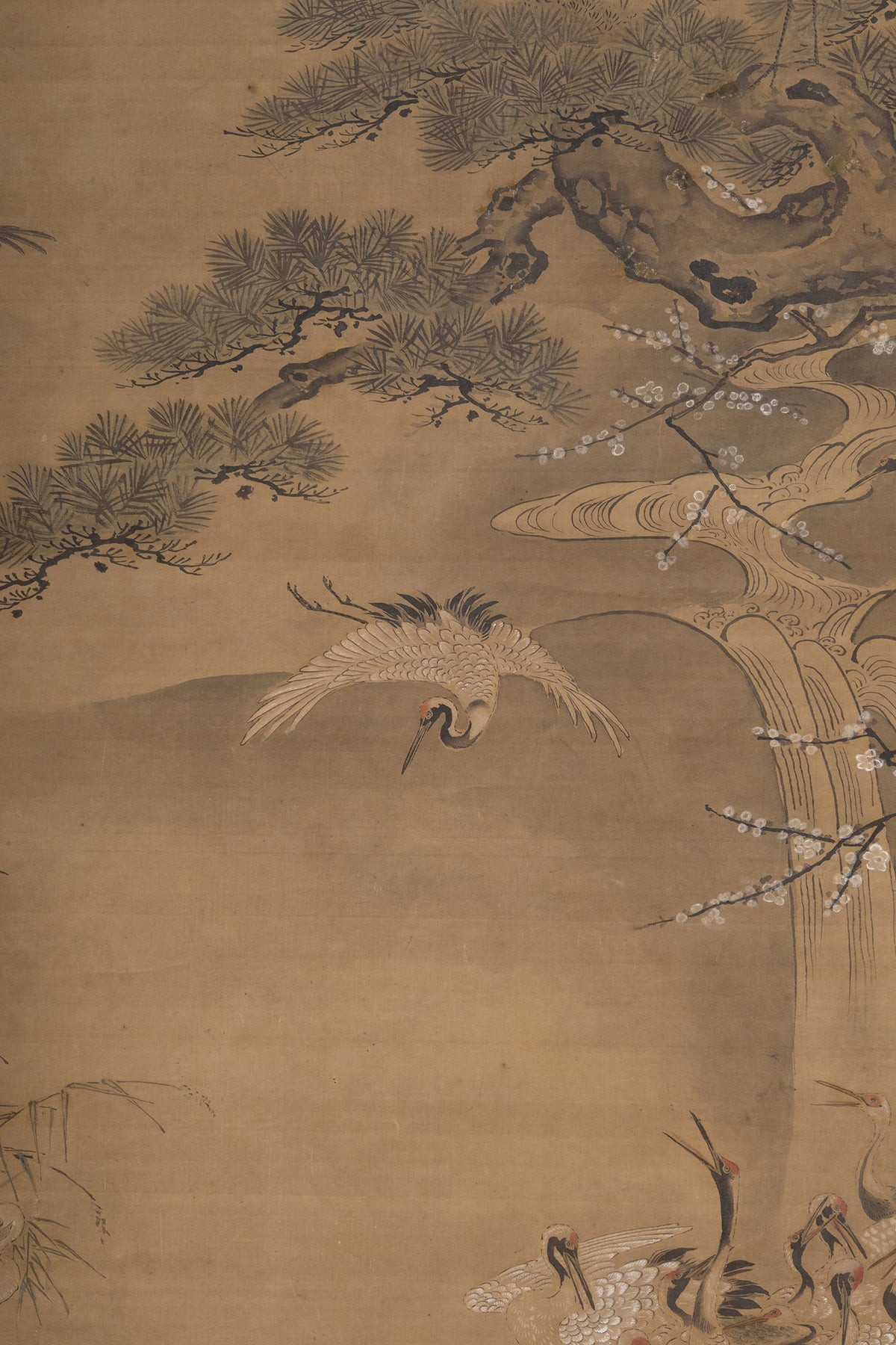 [K0138] Kano Tsunenobu (1636–1713) / One Hundred Cranes and One Hundred Monkeys, a Pair of Hanging Scrolls