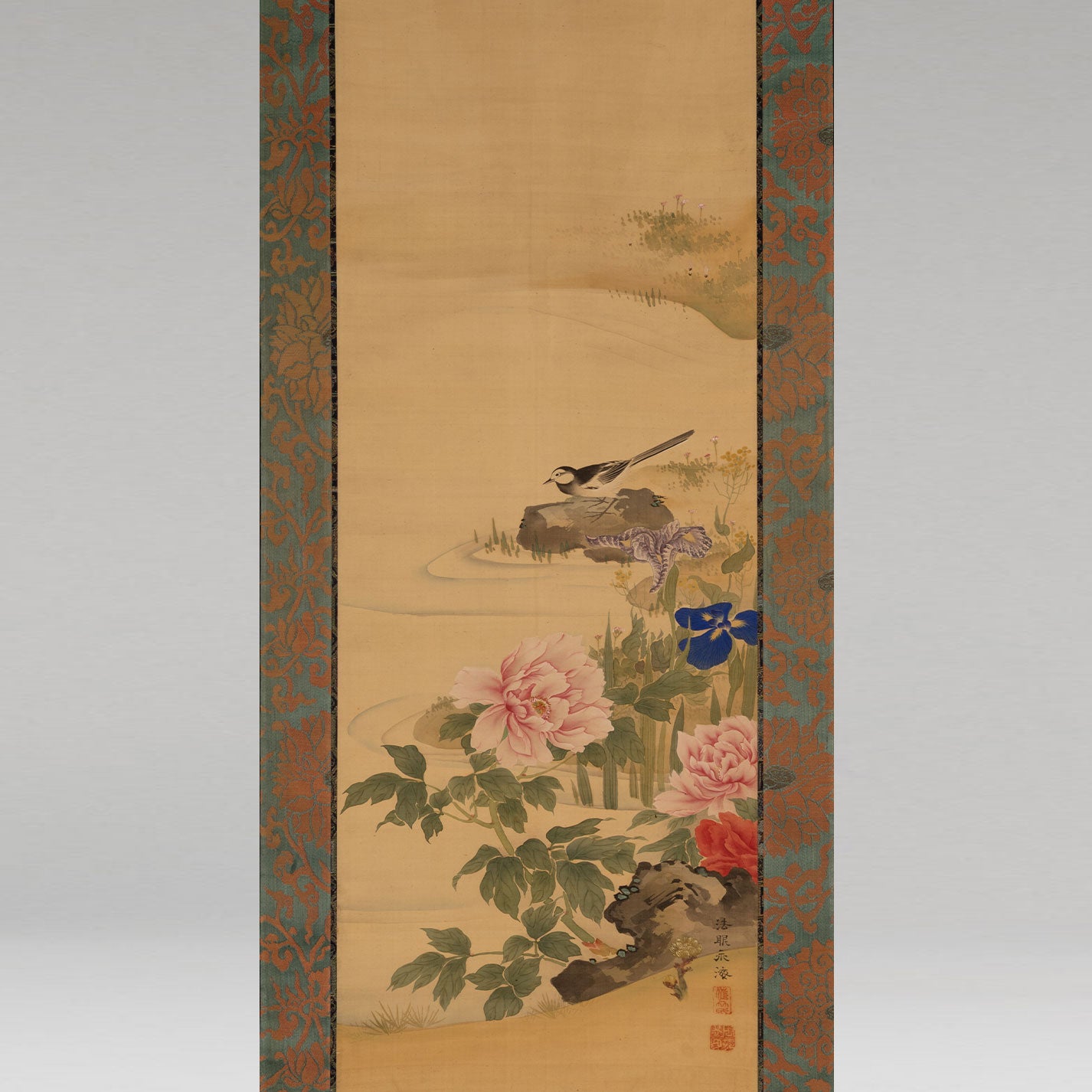 佐竹永海 ( 会津 1803-1874 ) / 花鳥画双幅 [K0417]
