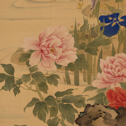 佐竹永海 ( 会津 1803-1874 ) / 花鳥画双幅 [K0417]