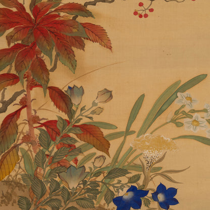 佐竹永海 ( 会津 1803-1874 ) / 花鳥画双幅 [K0417]