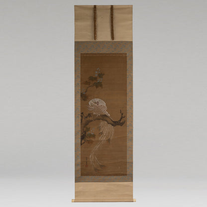 [K0434] Kano Eiun (?–1697) / Peacocks and Peonies; Phoenix and Paulownia, a Pair of Hanging Scrolls
