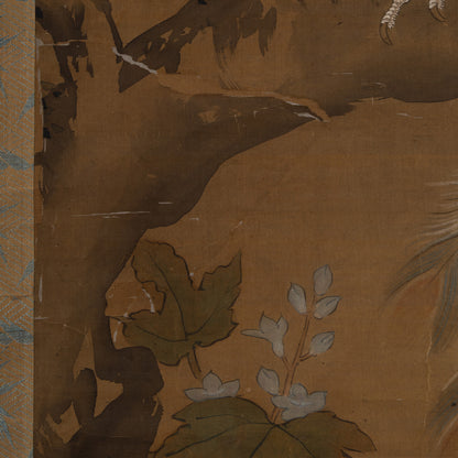 [K0434] Kano Eiun (?–1697) / Peacocks and Peonies; Phoenix and Paulownia, a Pair of Hanging Scrolls