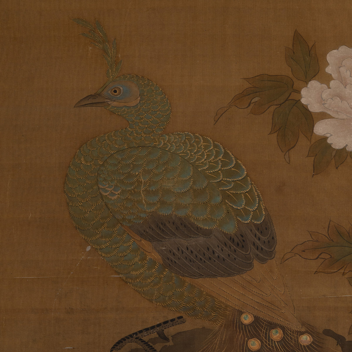 [K0434] Kano Eiun (?–1697) / Peacocks and Peonies; Phoenix and Paulownia, a Pair of Hanging Scrolls