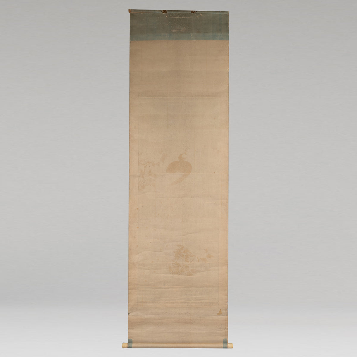 [K0434] Kano Eiun (?–1697) / Peacocks and Peonies; Phoenix and Paulownia, a Pair of Hanging Scrolls