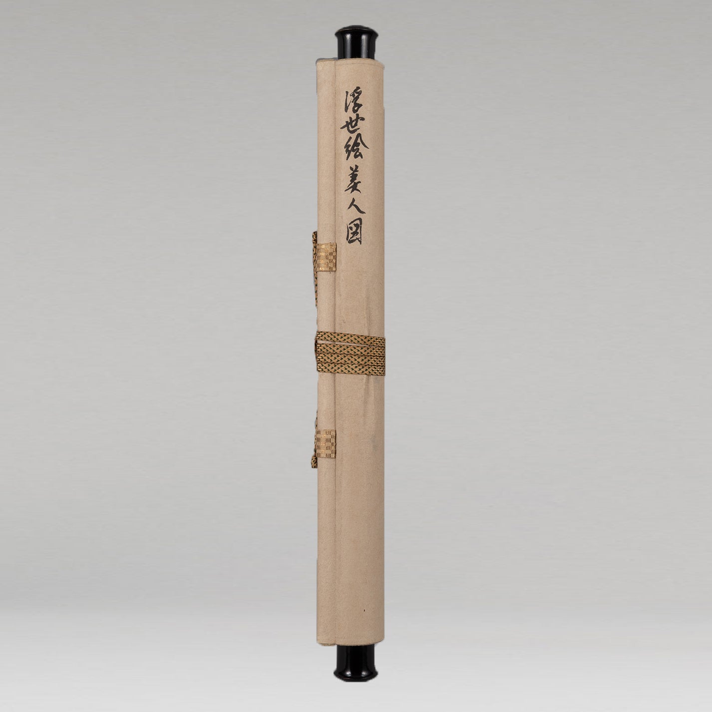 [K0526] 肉筆元祿美人畫題贊掛軸