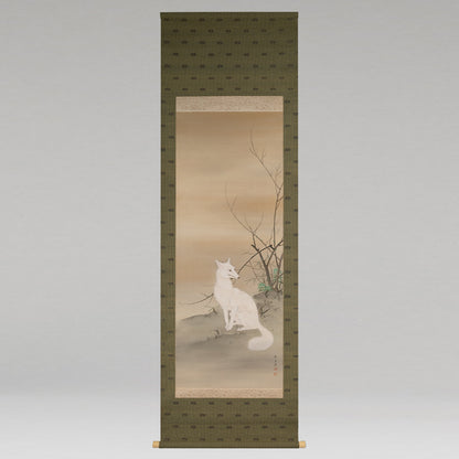 [K0527] Gyokkei Mochizuki (1874–1938) / White Fox on a Spring Evening