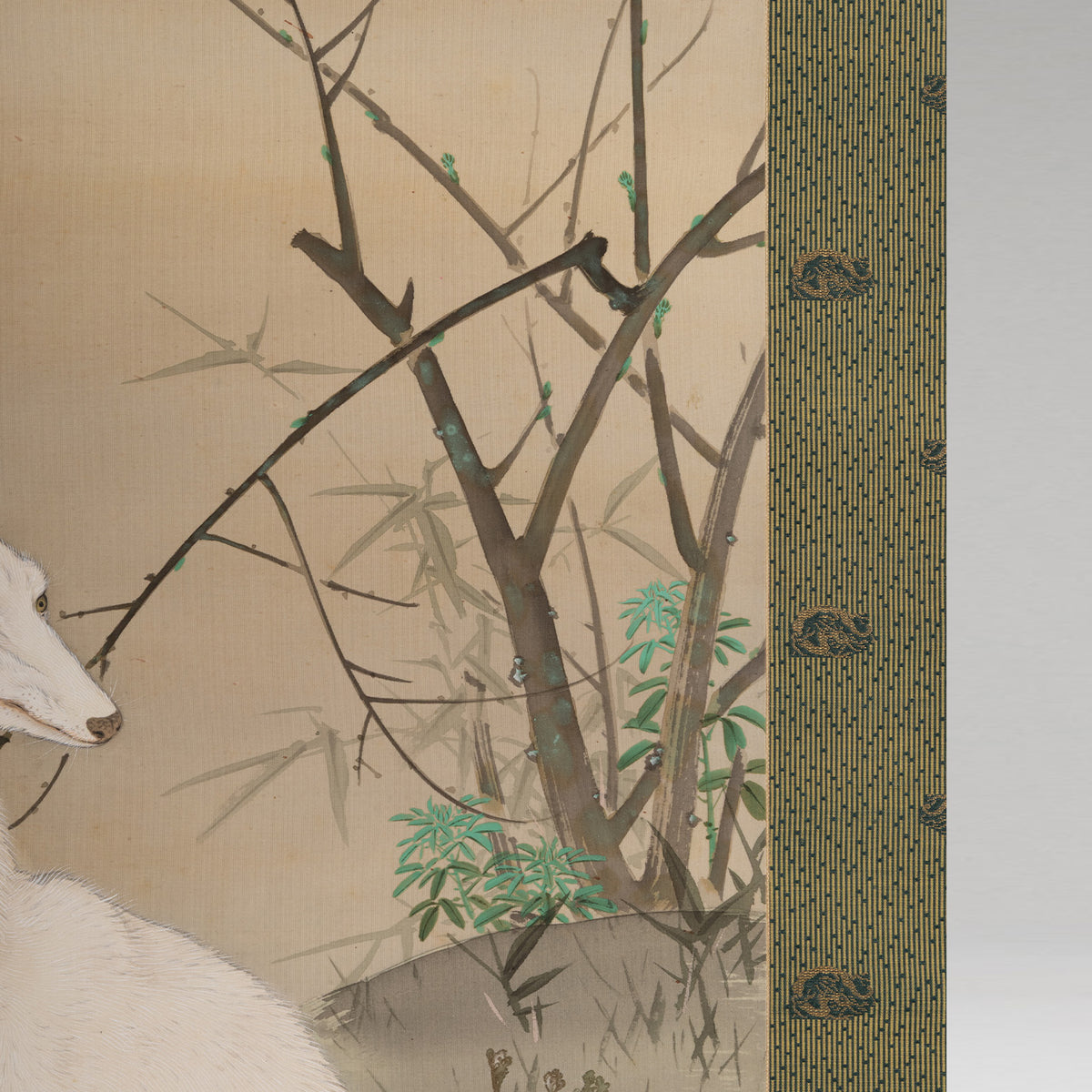 [K0527] Gyokkei Mochizuki (1874–1938) / White Fox on a Spring Evening