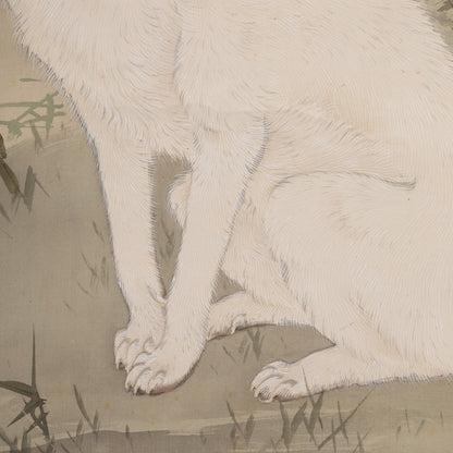 [K0527] Gyokkei Mochizuki (1874–1938) / White Fox on a Spring Evening