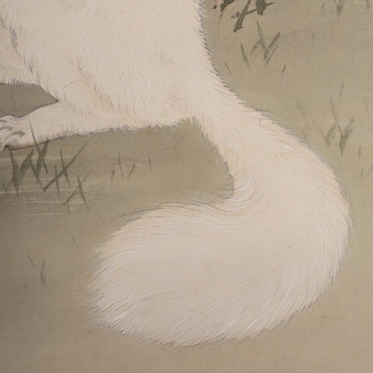 [K0527] Gyokkei Mochizuki (1874–1938) / White Fox on a Spring Evening
