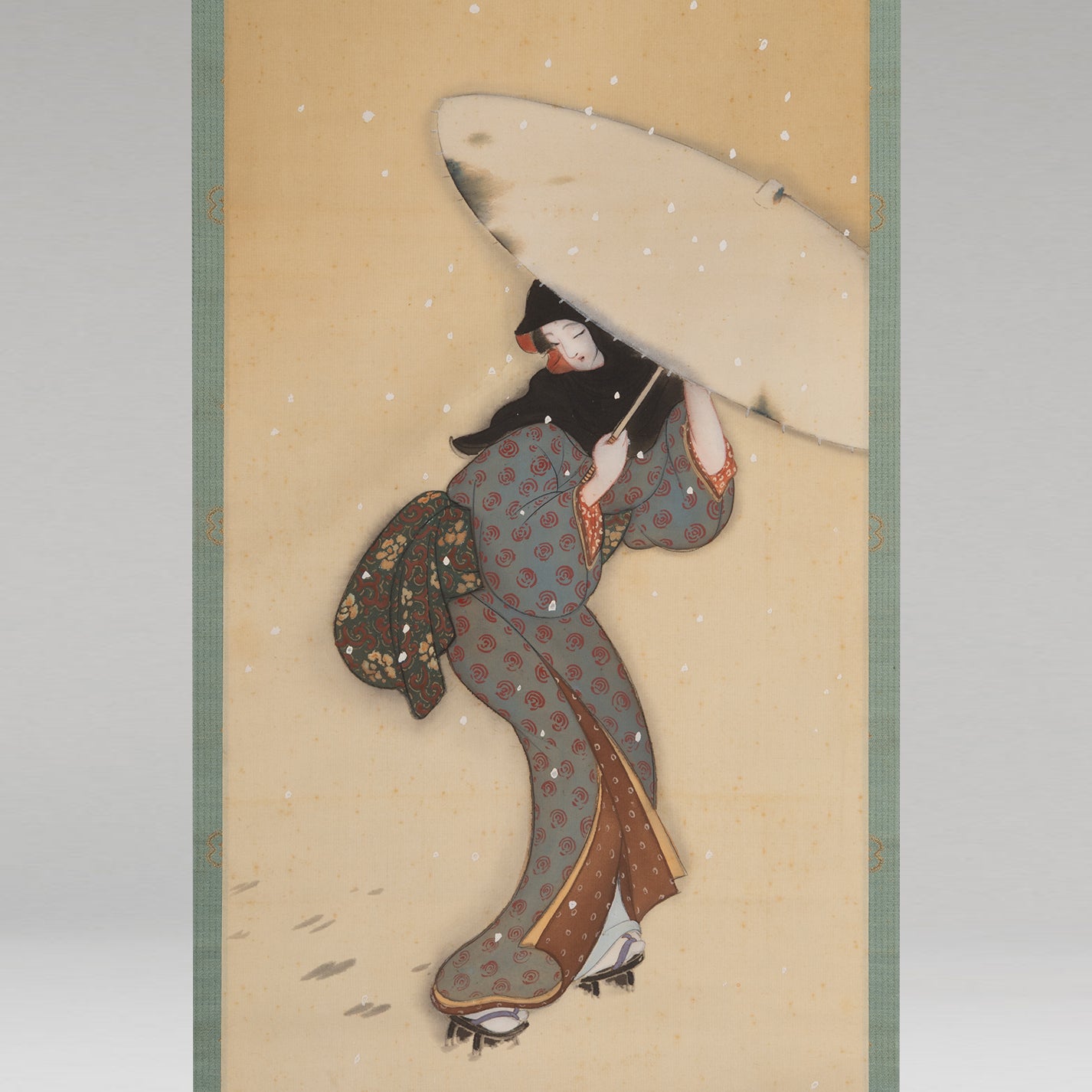 [K0533] 岩佐古香（愛知縣，1884–1951）／秋冬景四幅對掛軸