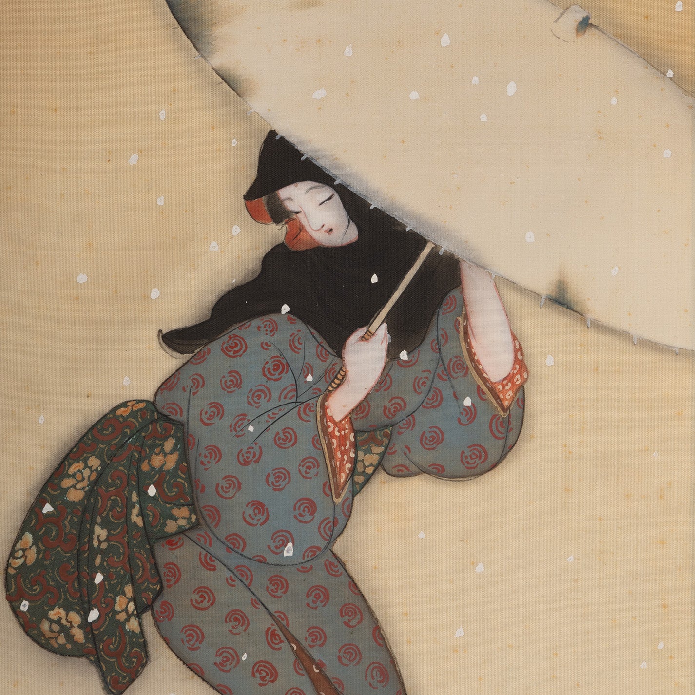 [K0533] 岩佐古香（愛知縣，1884–1951）／秋冬景四幅對掛軸