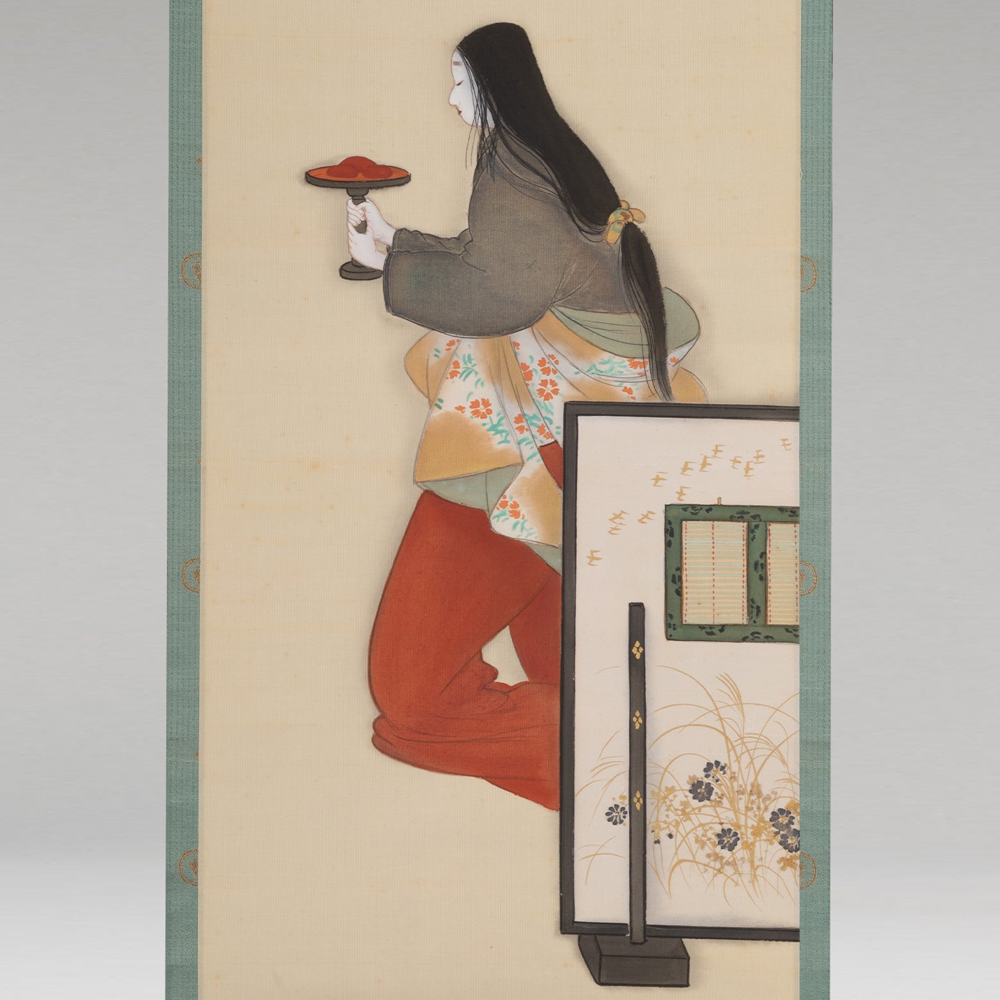 [K0533] 岩佐古香（愛知縣，1884–1951）／秋冬景四幅對掛軸
