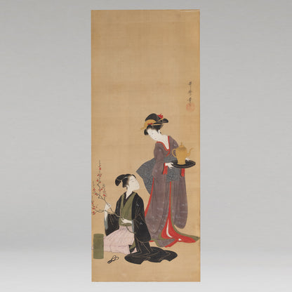（伝）喜多川歌麿 / 挿花美人画幅 [K0551]