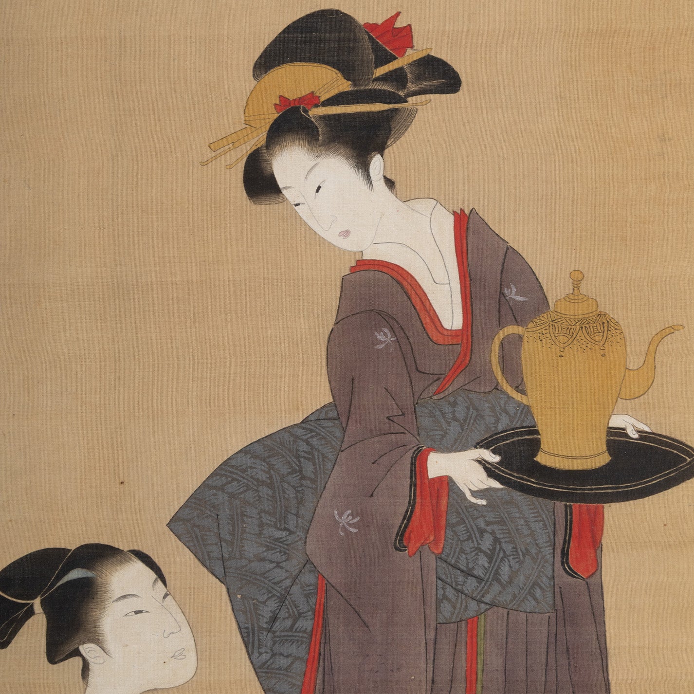 （伝）喜多川歌麿 / 挿花美人画幅 [K0551]