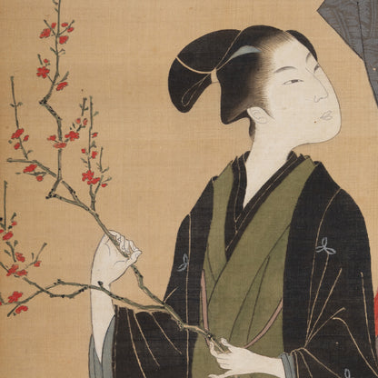 （伝）喜多川歌麿 / 挿花美人画幅 [K0551]