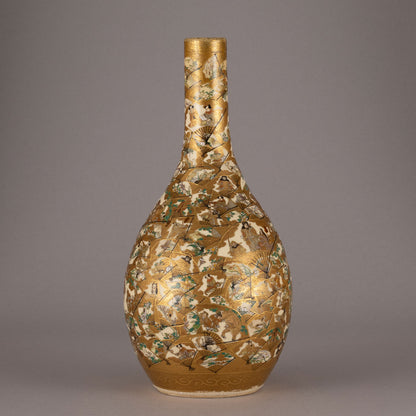 薩摩扇面人物風景圖德利