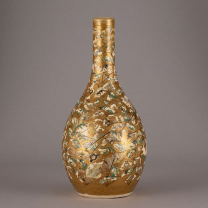 薩摩扇面人物風景圖德利