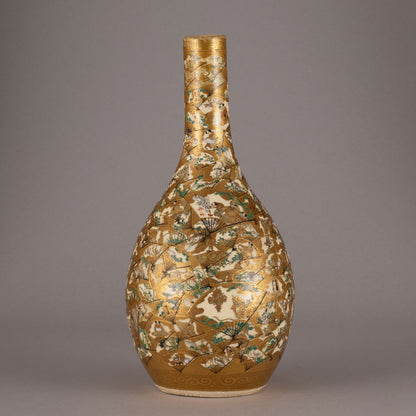 薩摩扇面人物風景圖德利