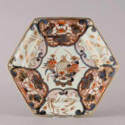 古伊萬裡彩繪花籃六角盤