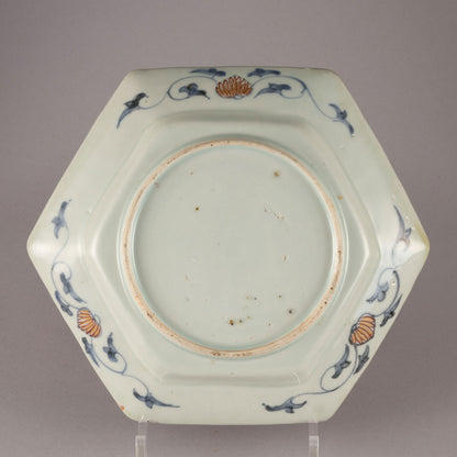 古伊萬裡彩繪花籃六角盤