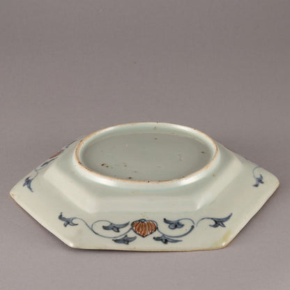 古伊萬裡彩繪花籃六角盤